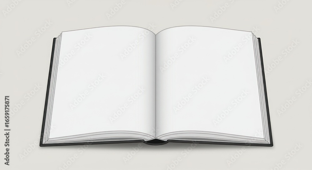 Naklejka premium Opened blank book lying flat, ready for text. Simple clean illustration