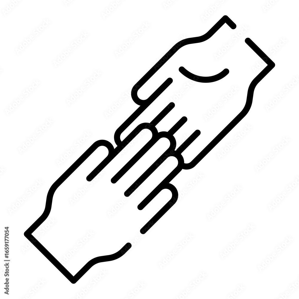 Obraz premium Helping hand black line icon