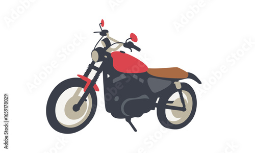 flat illustration of old classic vintage motorcycle