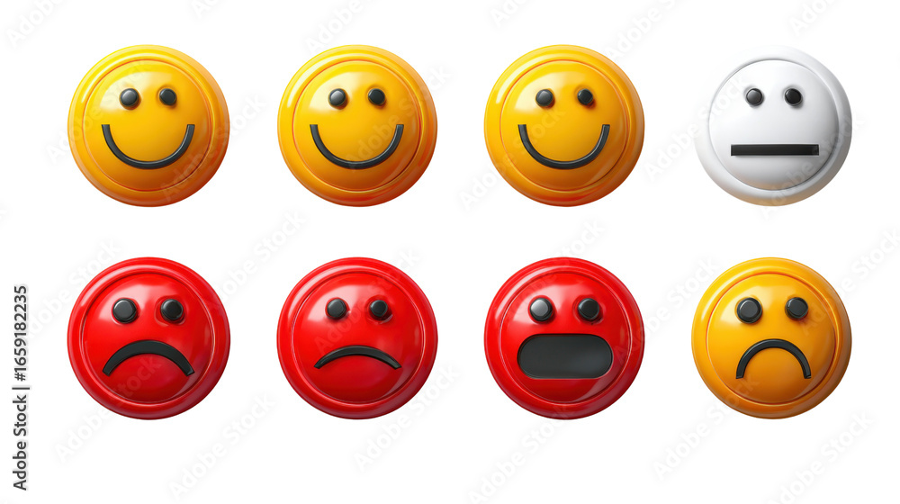 Obraz premium Emoji Expressions: A collection of expressive emoji representing a range of emotions, perfect for conveying feelings.