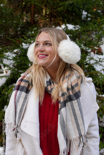 Girl Smiling in Winter Snow