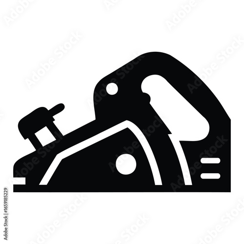 Hand Planer Icon, Solid Black Silhouette Woodworking Tool