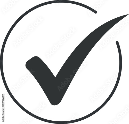 Vector vector art of dark gray check mark inside a circle transparent background