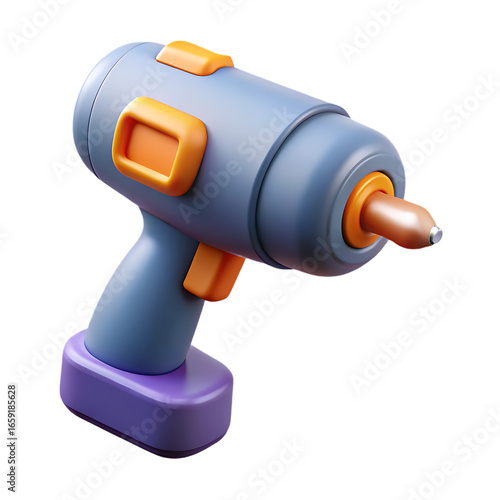 3d electric drill isolated on transparent background