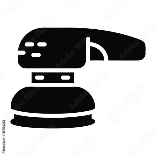 Electric sander icon isolated on white background. Orbital sander. For floor and wooden planks sanding sandpaper