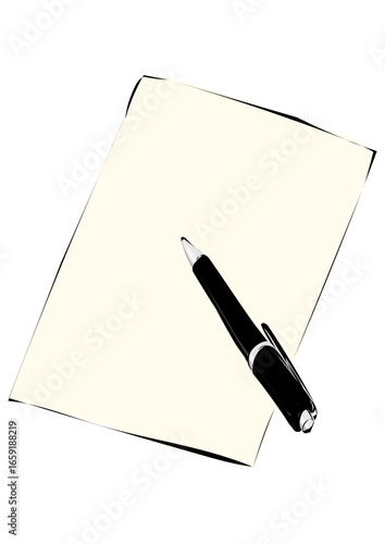 Papier und Kugelschreiber