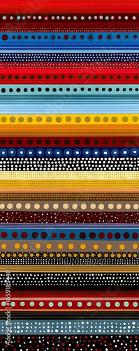 Vibrant horizontal stripes with varied textures and colors, creating a rich, patterned design