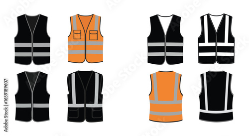 Collection of safety vests in various styles and colors