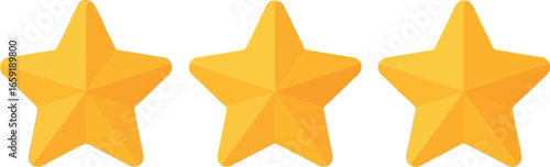 Vector vector art of three golden stars representing high rating or success transparent background