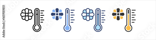 Spring Temperature Icon Set Multiple Style Collection