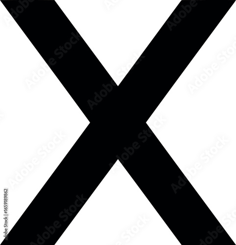 Vector vector art of black letter x symbol transparent background