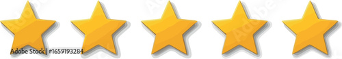 Vector vector art of five star rating transparent background