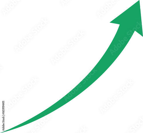Vector vector art of green upward arrow indicating growth and progress transparent background