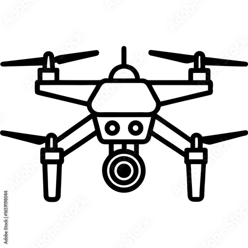 Outline Drawing of a Quadcopter Drone with Camera unmanned aerial vehicle technology