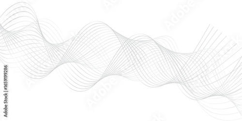 Abstract white background vector illustration with blue waves line pattern and subtle light flow design