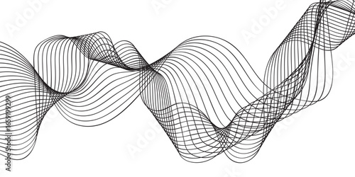 Abstract vector illustration of a hand-drawn wave pattern with blue lines and light curves for a modern design backdrop