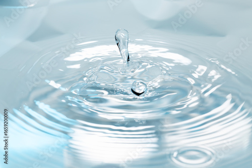 水面に落ちる水滴.