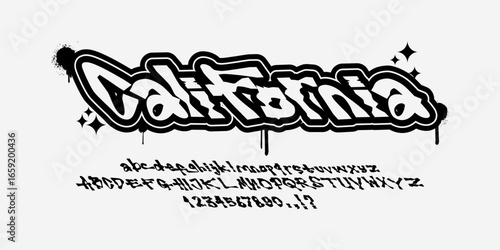 Font California. American y2k streetwear vintage style colorful slogan quote vector icon illustration background. Suitable for tshirt, clothing, poster, banner, flyer, sticker.
Urban city 2000 era