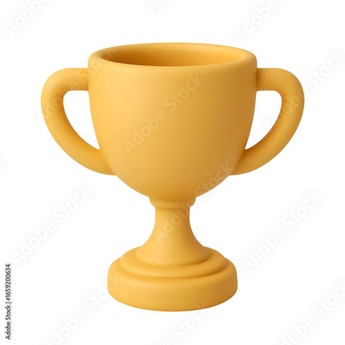 3D Golden Trophy Cup Icon Isolated on Transparent Background