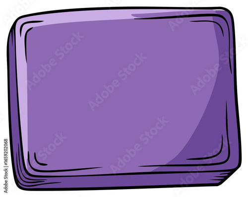 Simple Rectangular Soap Bar Illustration in Purple with Hand Drawn Style Outline