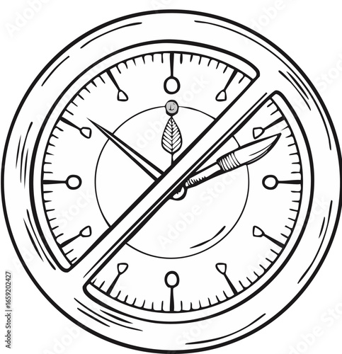 Clock with Scalpel, Crossed Out: Concept of Medical Procedures or Time Constraints
