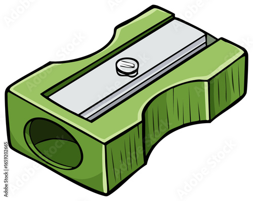 Green classic pencil sharpener school supplies tool illustration