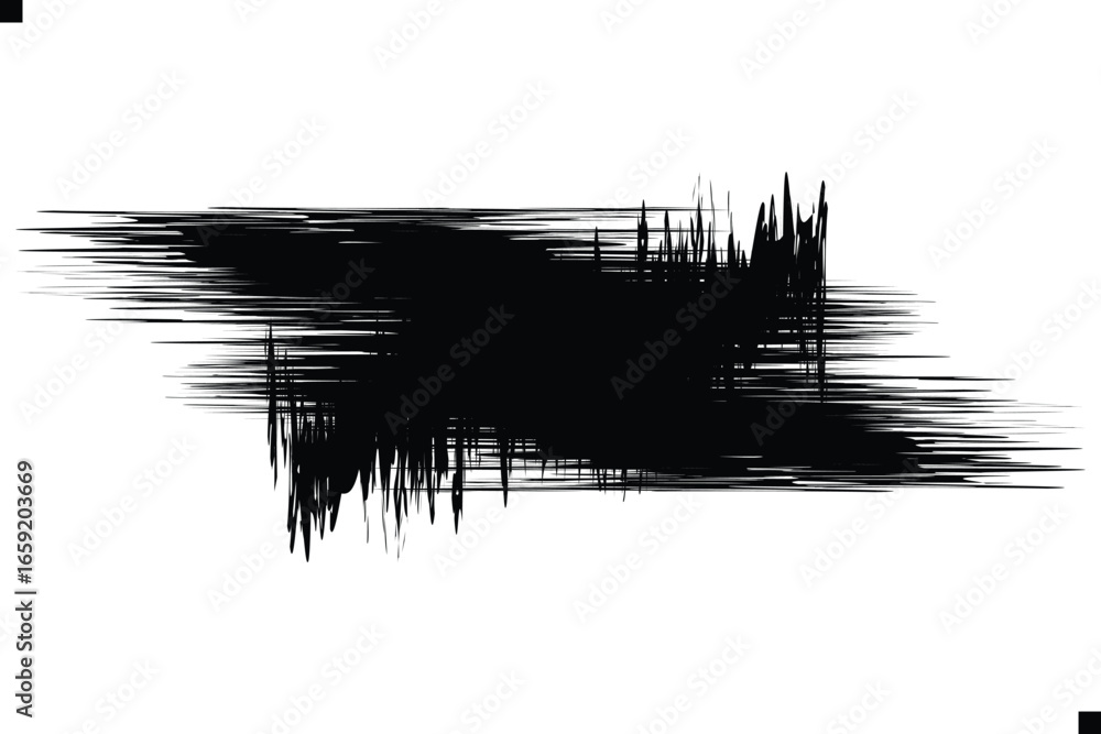 Fototapeta premium Grunge badge brush, hand drawn black sticker-brush stroke