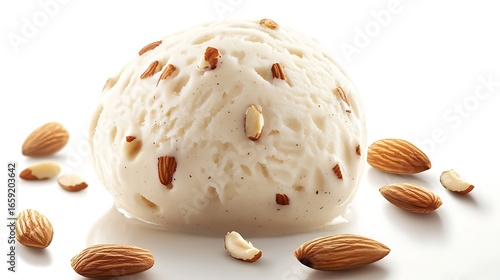 Creamy vanilla ice cream with almonds high resolution picture