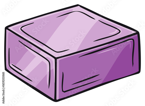Shiny lavender soap bar cartoon style vector graphic for bath products and personal hygiene