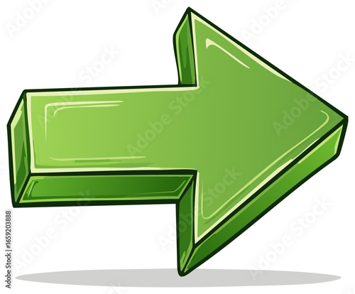 Vivid green arrow symbol pointing right direction illustration graphic