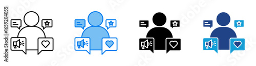 Influencer icon set multiple style collection