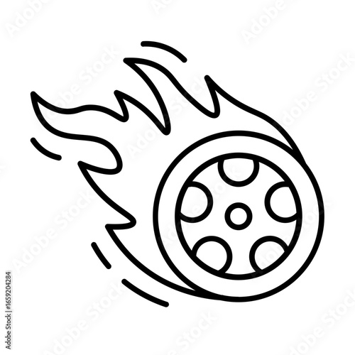 fast tires icon with thin style
