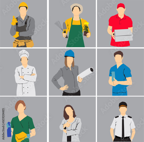 set of different people occupation job professional career