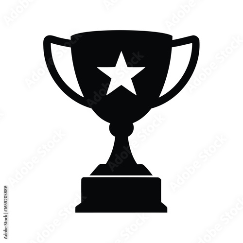 Black trophy cup with a star representing achievement and recognition icon, A star trophy silhouette vector illustration