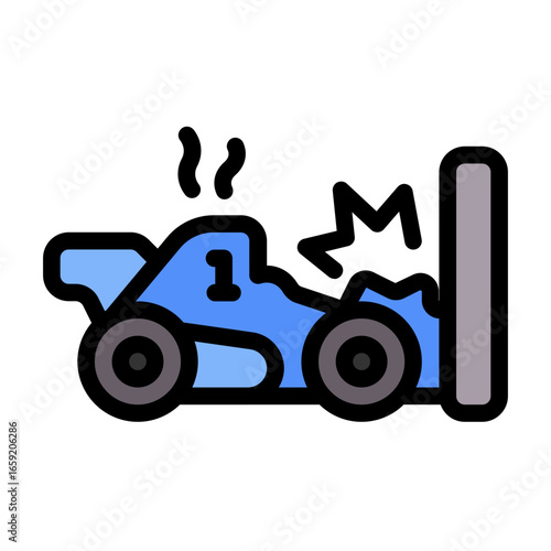 car crash icon with flat line style