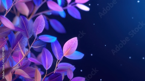 Purple Leaves on Dark Background – Botanical Abstract Illustration