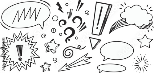 Vector art of collection of comic speech bubbles and graphic elements