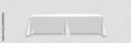White tablecloth on the table empty mockup. Isolated vector illustration on a light background.