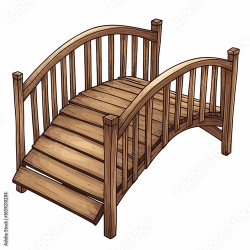 wooden bridge isolated on white