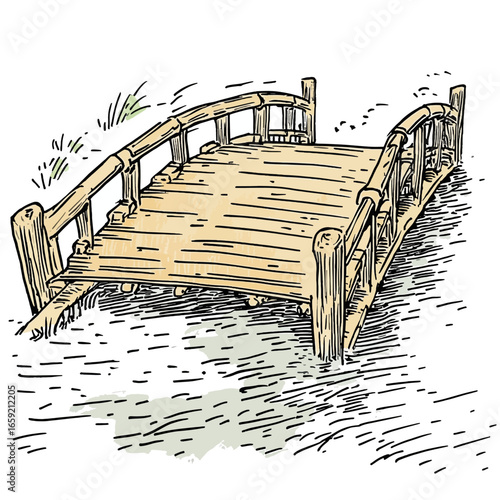 Illustration of a wooden bridge 