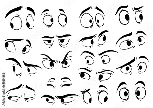 Vector Cartoon Eye Expressions Set Illustration