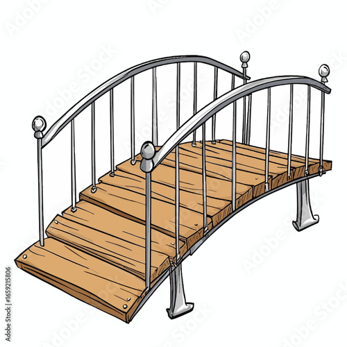 Wooden bridge isolated 