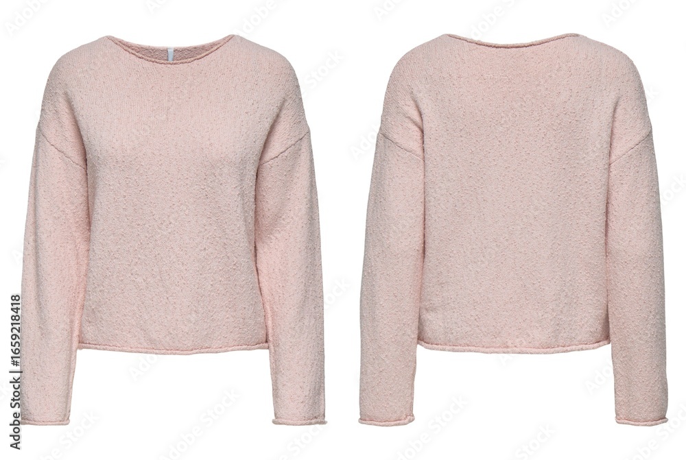 Fototapeta premium sweater on white background, top view, with flat lay. Fashion Lady Clothes Set: Trendy and Cozy Knit Jumper with Autumn Accessories. Female fashion look