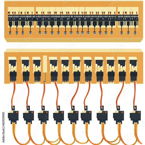 Yellow fuse box on white 