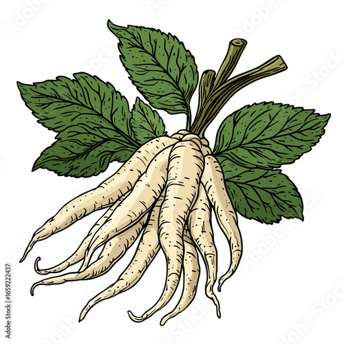 Vector illustration of a ginseng leaf 