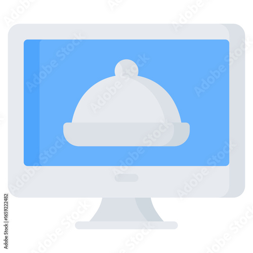 Online food order icon in flat style, suitable for food delivery, fast food, and restaurant concept illustrations