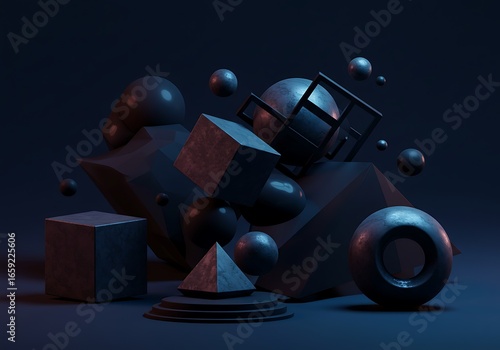 Wallpaper Mural Dynamic abstract composition of geometric shapes with moody lighting, perfect for modern design projects Torontodigital.ca