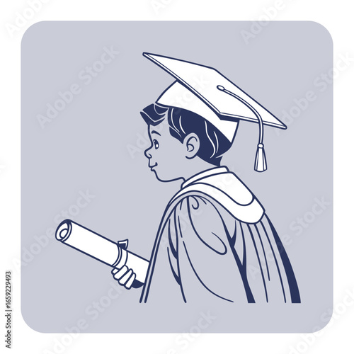 Young Graduate Holding Diploma in Graduation Attire.