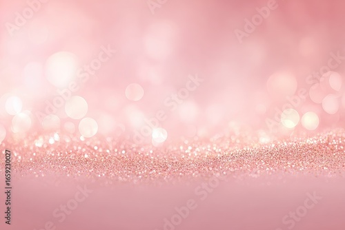Soft, rosy pink background with sparkling glitter and bokeh