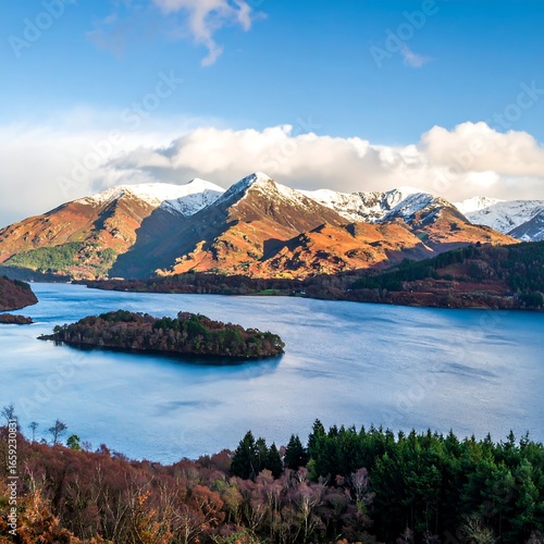 Scenic lake mountain landscape